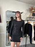 Shirring Details Mini Dress | Black