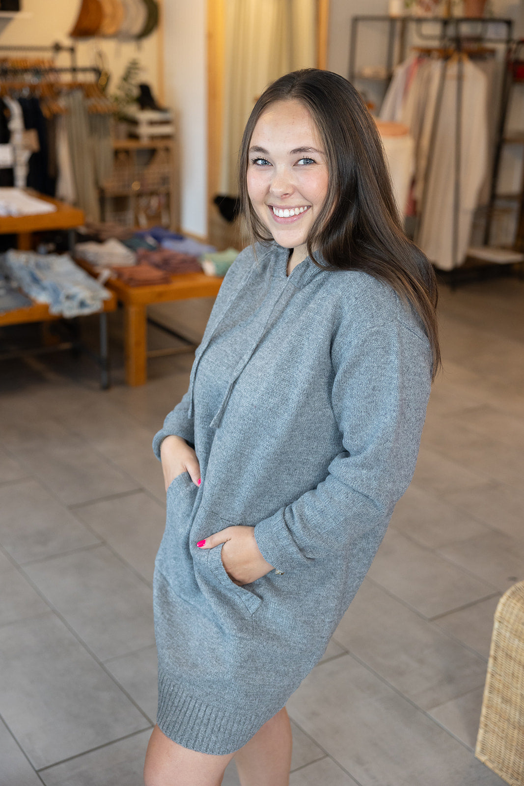 Hooded Sweater Mini Dress