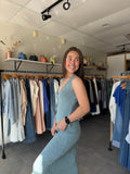Sutton Ribbed Button Dress | Heather Seafoam