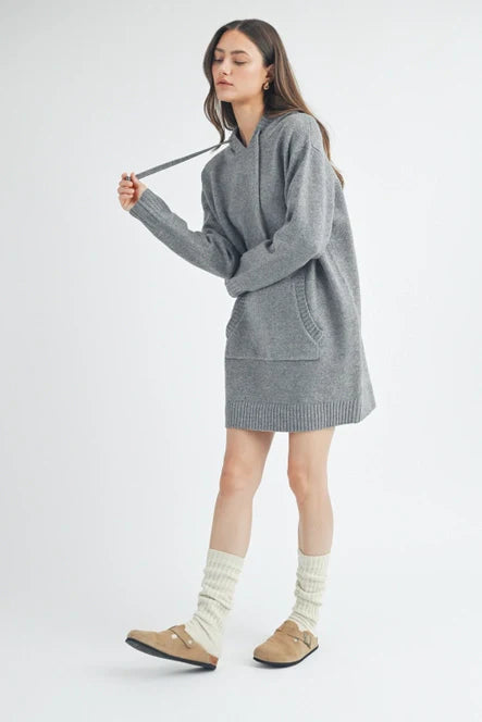 Hooded Sweater Mini Dress